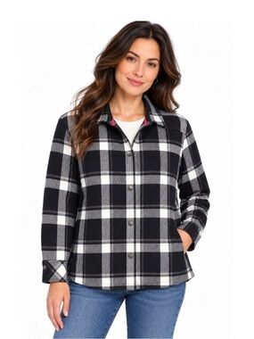 Orvis Classic Collection Plaid Fleece Lined Shirt Jacket Shacket Snap Front M